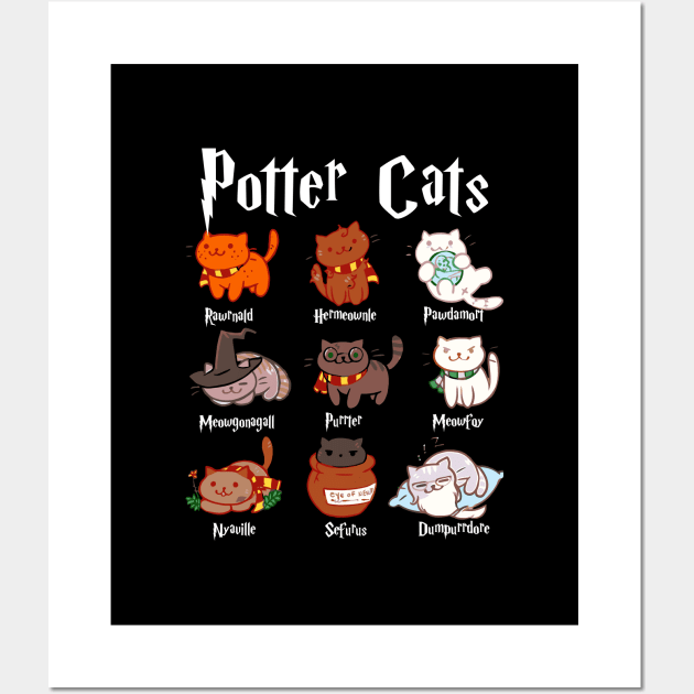 Potter Cats t-shirt Funny Gifts For Cat Lovers Wall Art by HomerNewbergereq